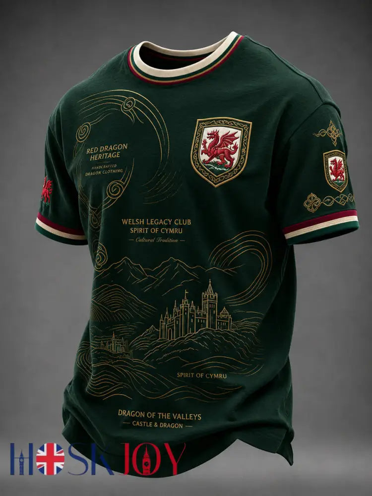 Men’s Welsh Dragon Printed T-shirt - Dark Green / S