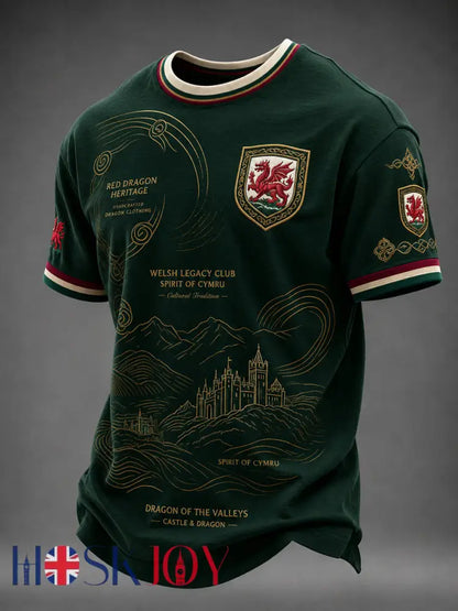 Men’s Welsh Dragon Printed T-shirt - Dark Green / S