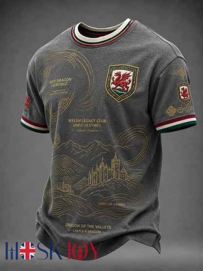 Men’s Welsh Dragon Printed T-shirt - Gray / S