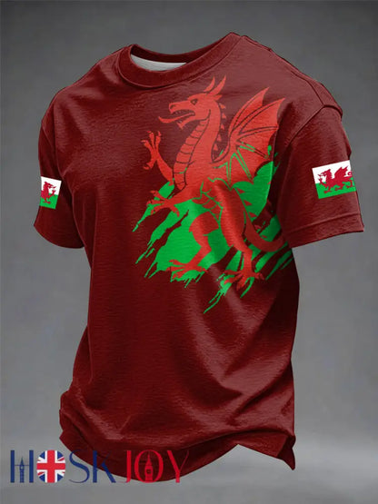 Men’s Welsh Dragon Printed T-shirt - Red / S