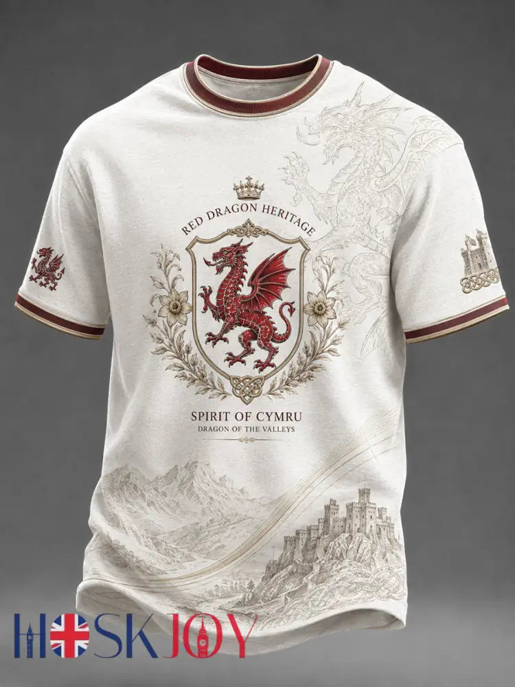 Men’s Welsh Dragon Printed T-shirt - White / S