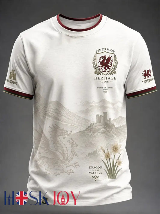 Men’s Welsh Dragon Printed T-shirt - White / S