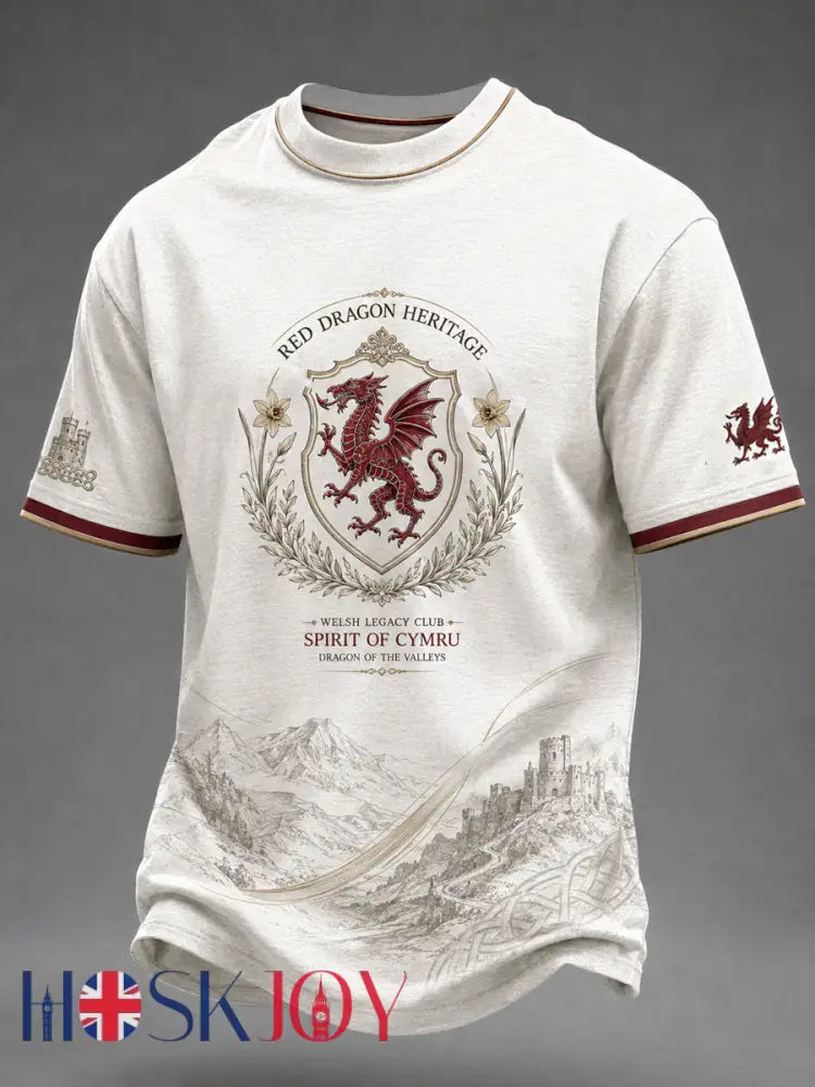 Men’s Welsh Dragon Printed T-shirt - White / S