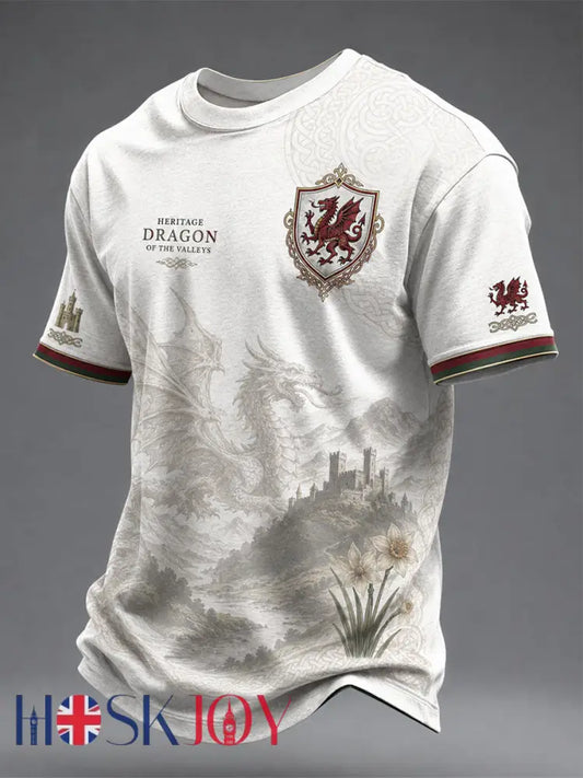 Men’s Welsh Dragon Printed T-shirt - White / S