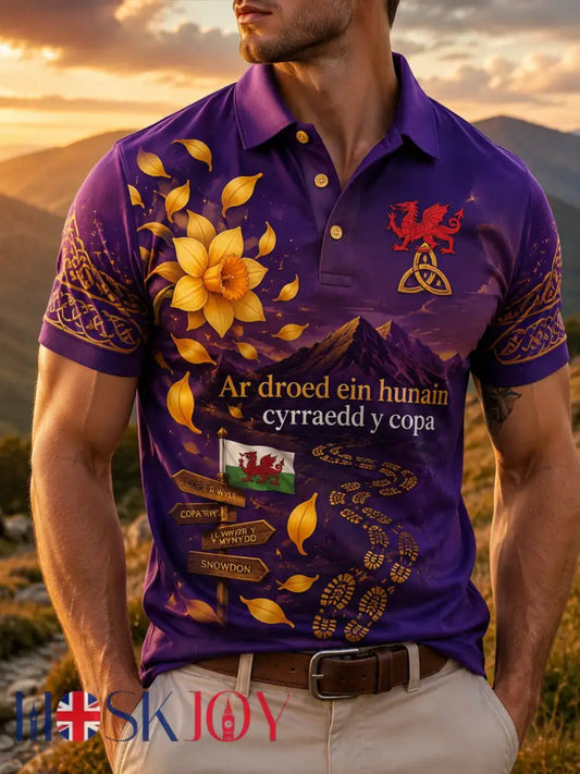 Men’s Welsh Outdoor Running Art Print Polo - A / S