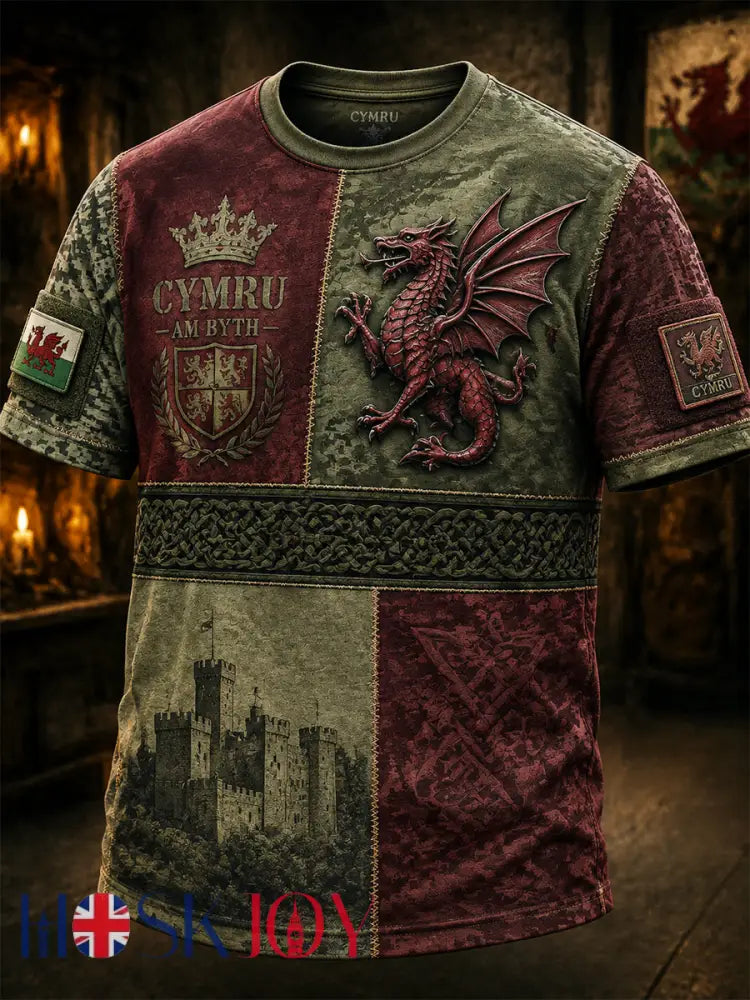 Men’s Welsh Red Dragon Printed Short-Sleeve T-Shirt - Green / S