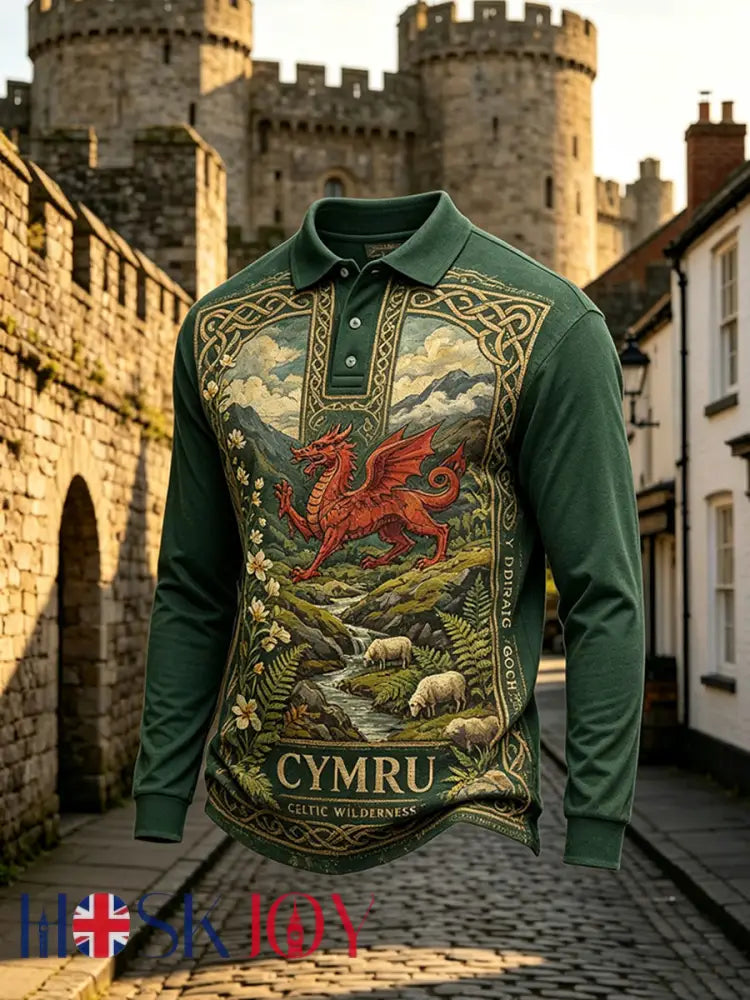 Men’s Welsh-Style Patterned Print Polo Shirt - A / S