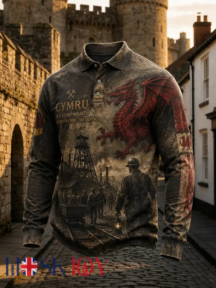 Men’s Welsh-Style Patterned Print Polo Shirt - A / S