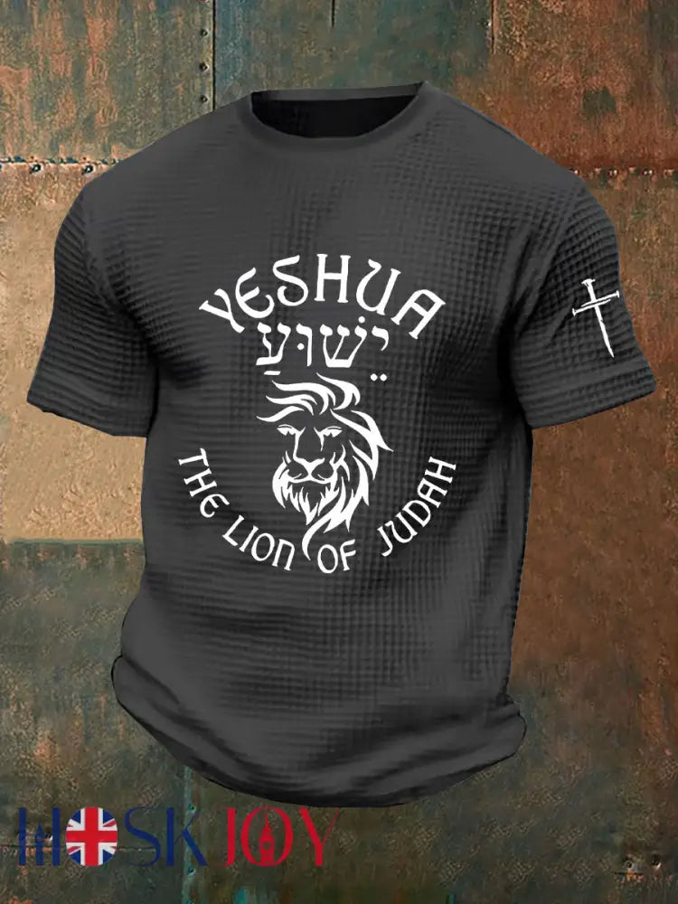 Men’s Yeshua Waffle Print T-Shirt - Dark Gray / S