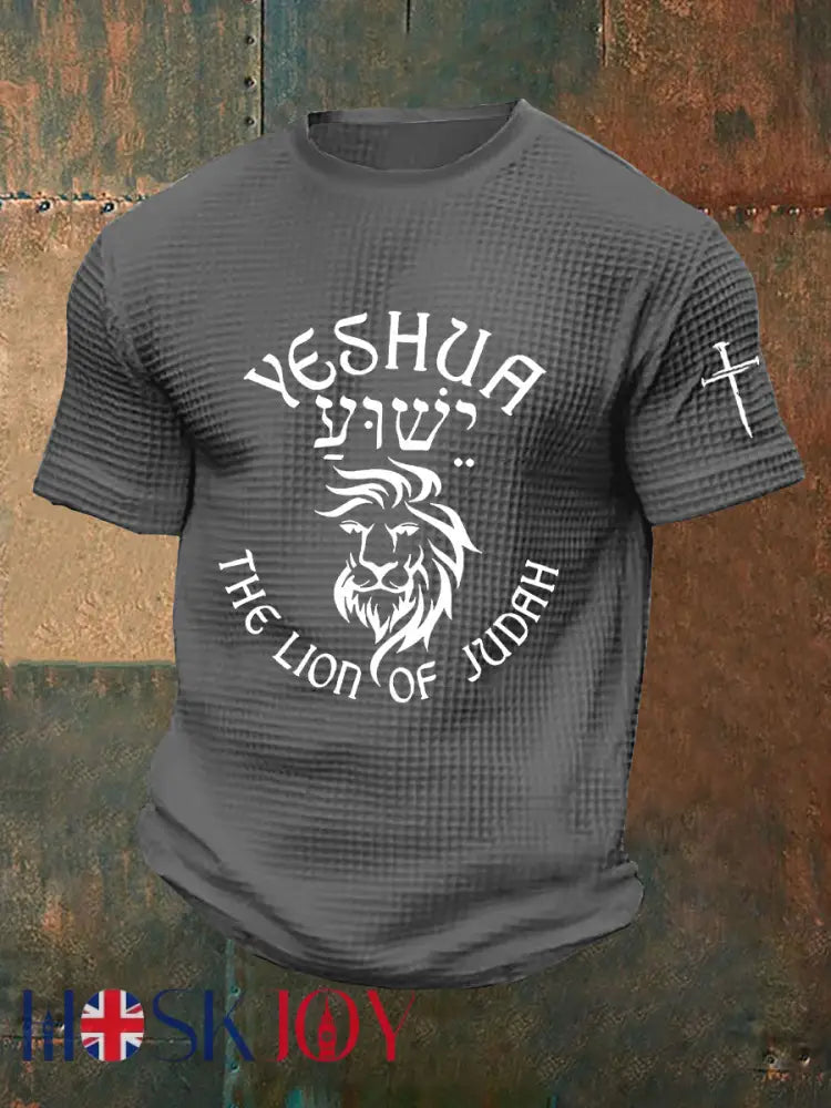 Men’s Yeshua Waffle Print T-Shirt - Light Gray / S
