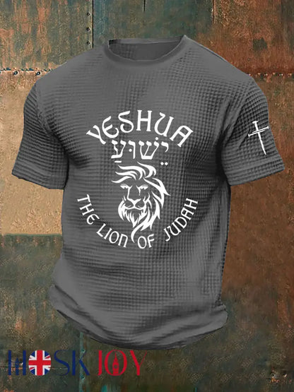 Men’s Yeshua Waffle Print T-Shirt - Light Gray / S