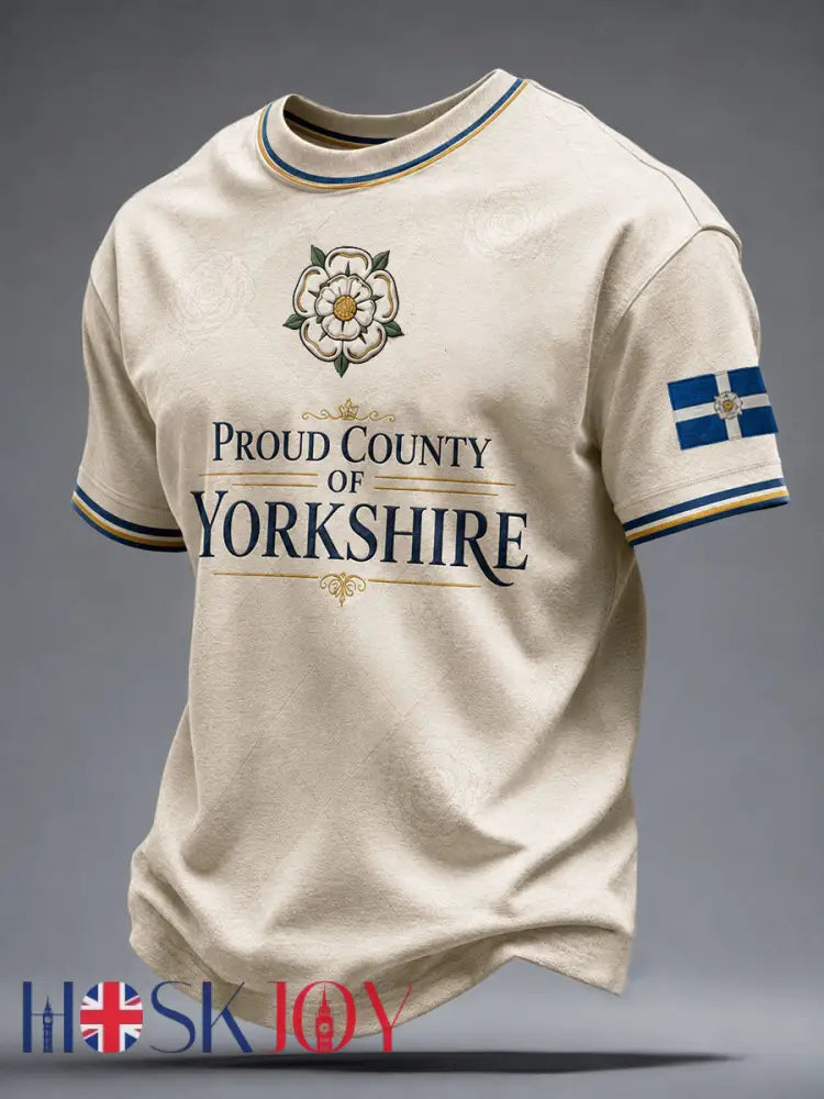 Men’s Yorkshire Day White Roses Art Printed T-shirt - Creamy-White / S
