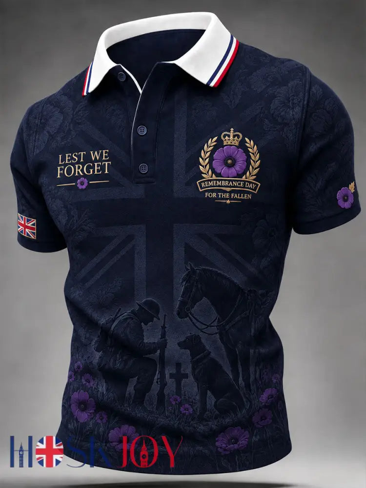 Men’sLest We Forget Print Shirt - Navy Blue / S