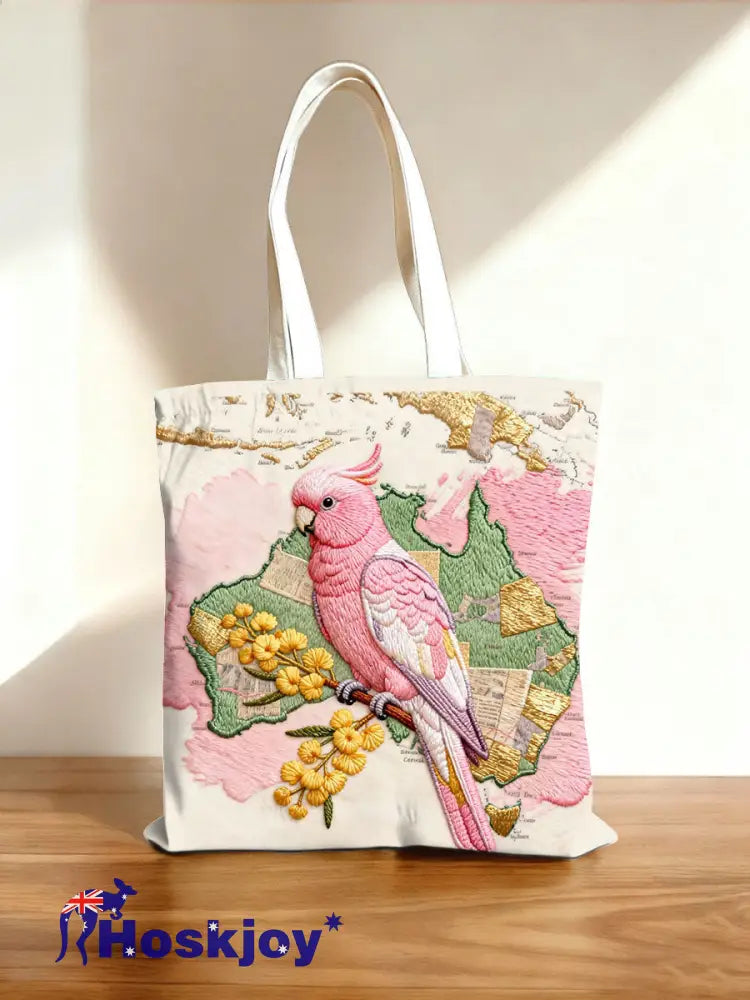 Pink Cockatoo Aussie Proud Printed Bag Apricot / ONE