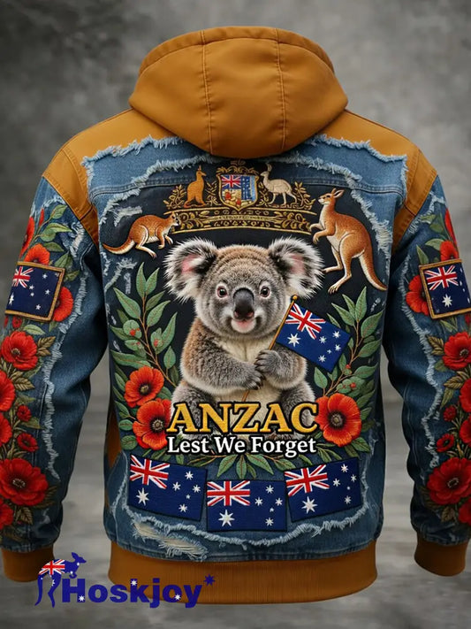Retro Australian Art Print Casual Hoodie Jacket - A / S