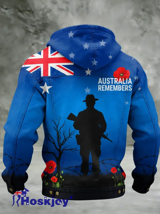Retro Australian Art Print Casual Hoodie Jacket - A / S