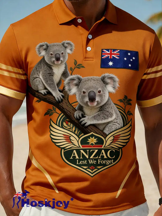 Retro Australian Art Print Casual Polo Shirt - A / S
