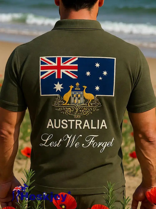 Retro Australian Art Print Casual Polo Shirt - A / S