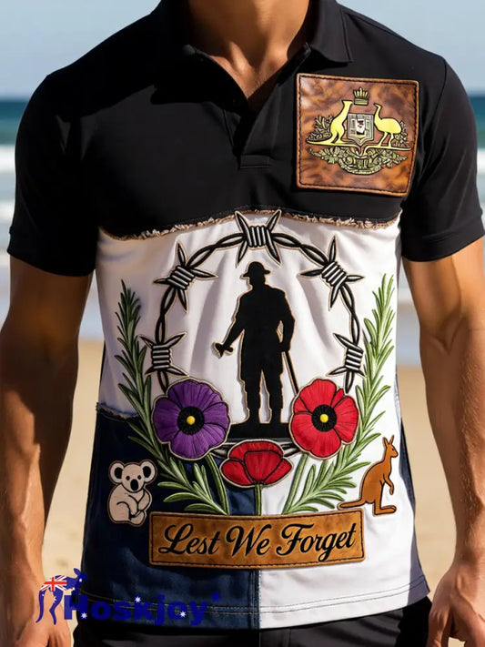 Retro Australian Art Print Casual Polo Shirt - A / S