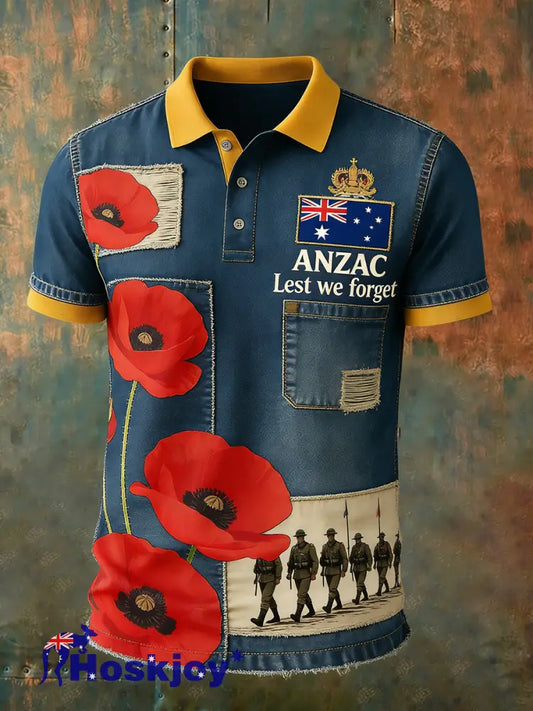 Retro Australian Art Print Casual Polo Shirt - A / S