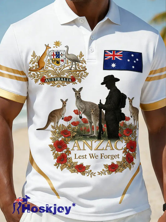Retro Australian Art Print Casual Polo Shirt - A / S