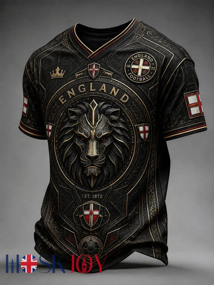 Retro England Football Fan Art Print Casual Jersey - A / S
