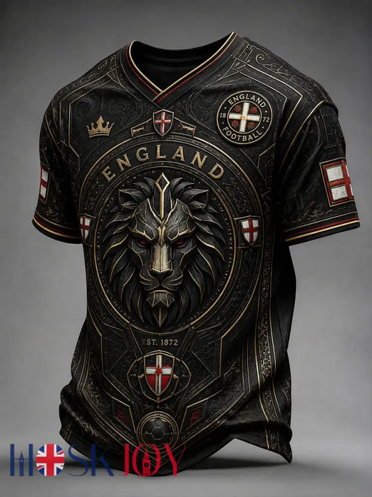 Retro England Football Fan Art Print Casual Jersey - A / S