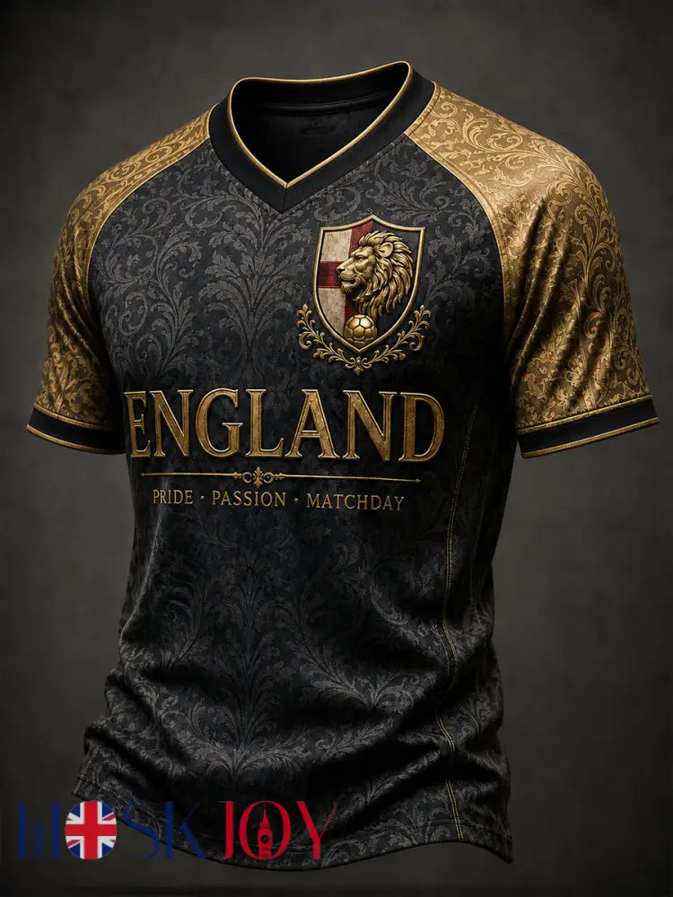 Retro England Football Fan Art Print Casual Jersey - A / S