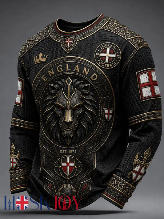Retro England Football Fan Art Print Casual Jersey - A / S