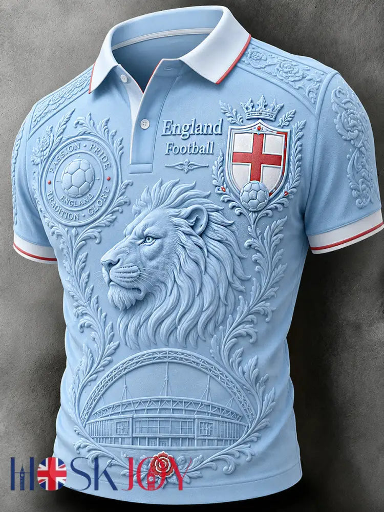 Retro England Football Fan Art Print Casual Jersey - A / S