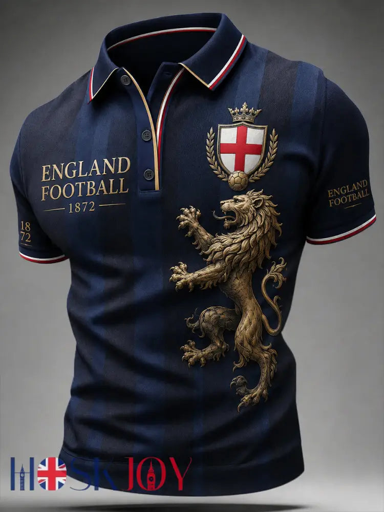 Retro England Football Fan Art Print Casual Jersey - A / S