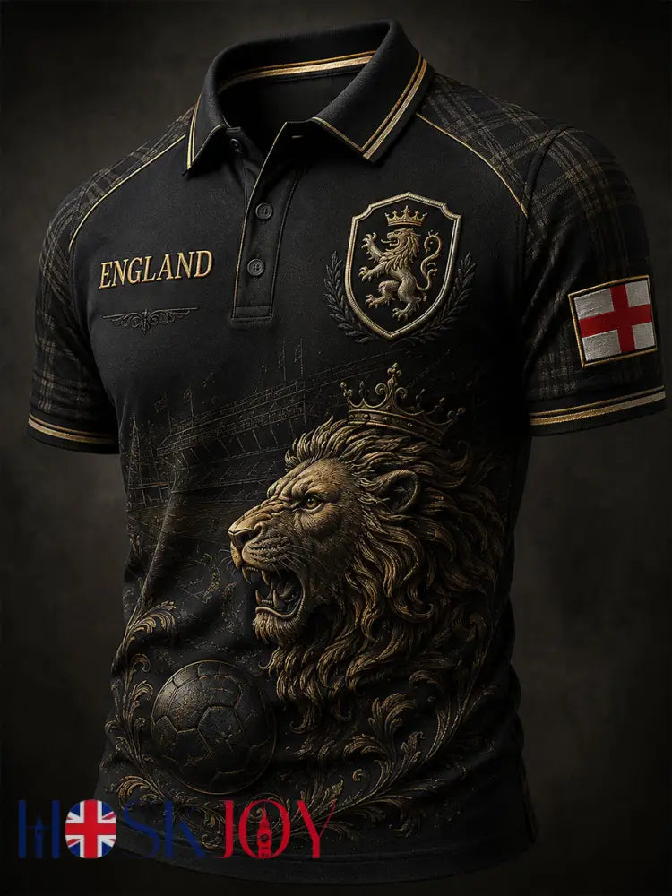 Retro England Football Fan Art Print Casual Jersey - A / S