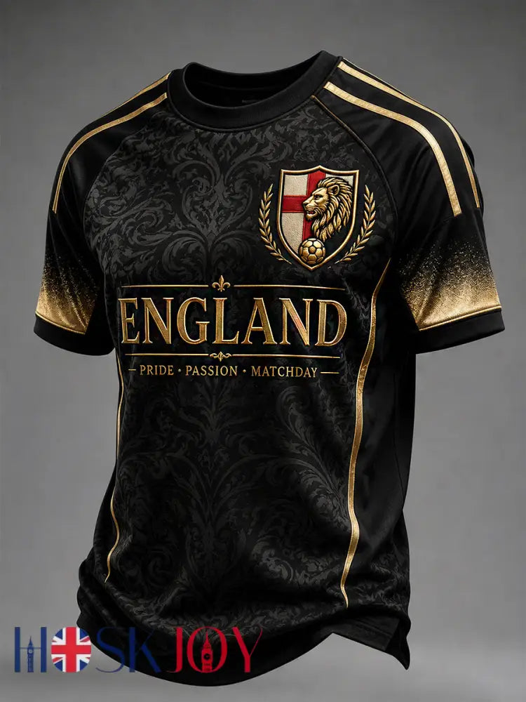 Retro England Football Fan Art Print Casual Jersey - A / S
