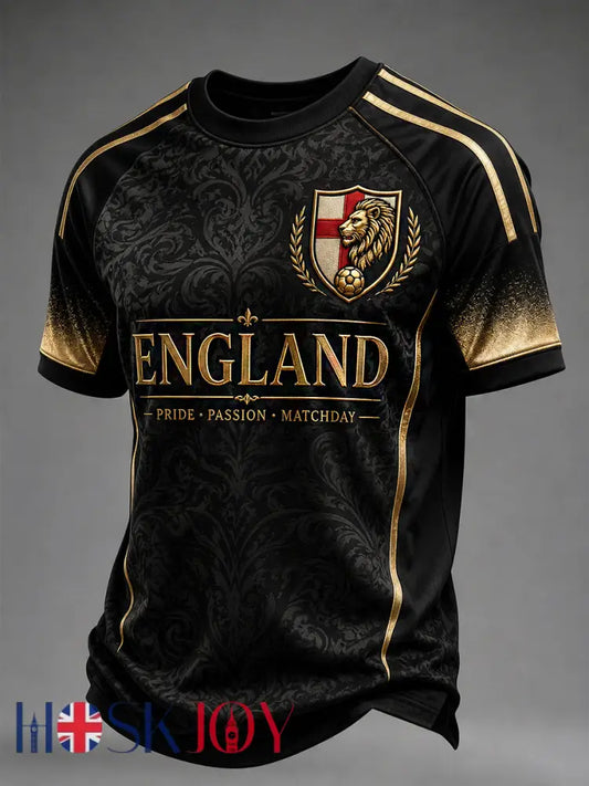 Retro England Football Fan Art Print Casual Jersey - A / S