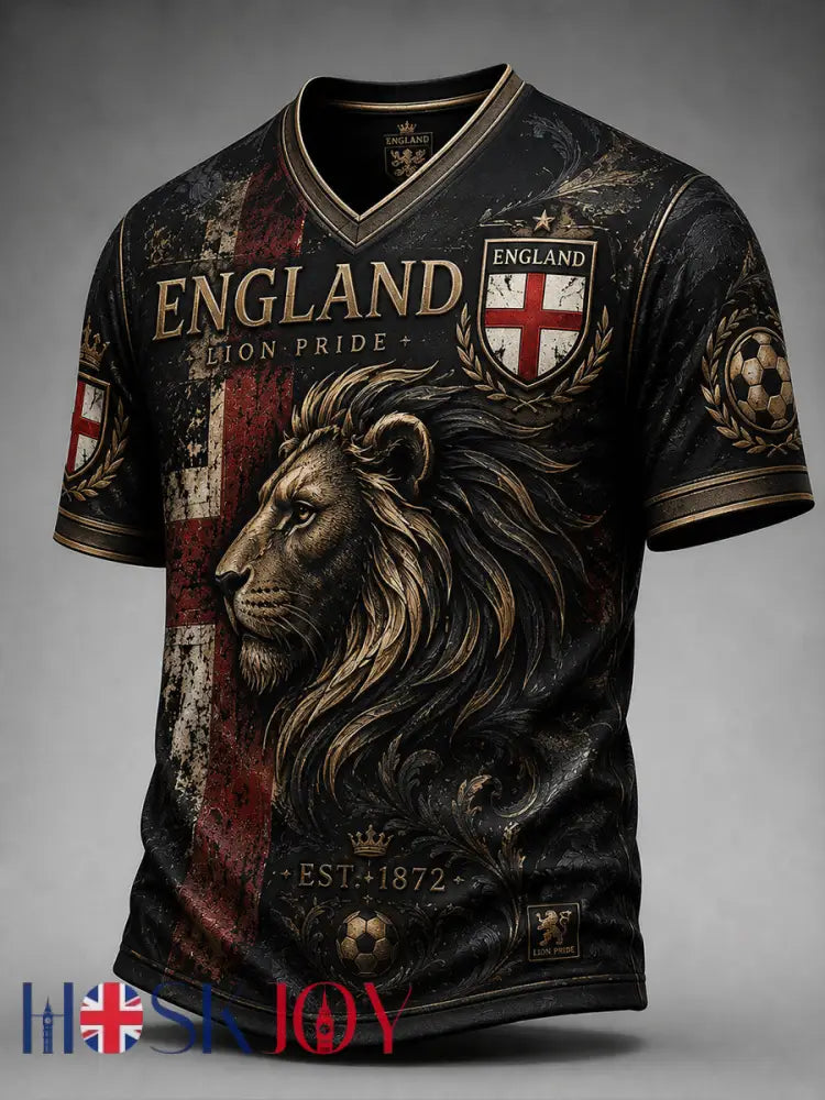 Retro England football fan art print casual jersey - A / S