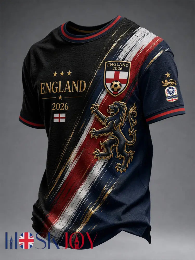 Retro England Football Fan Art Print Casual Jersey - A / S