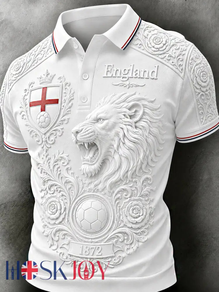 Retro England Football Fan Art Print Casual Jersey - A / S