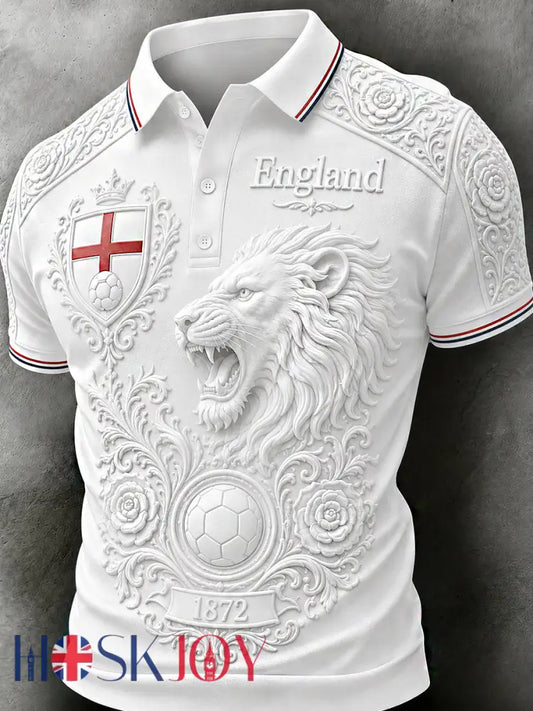 Retro England Football Fan Art Print Casual Jersey - A / S