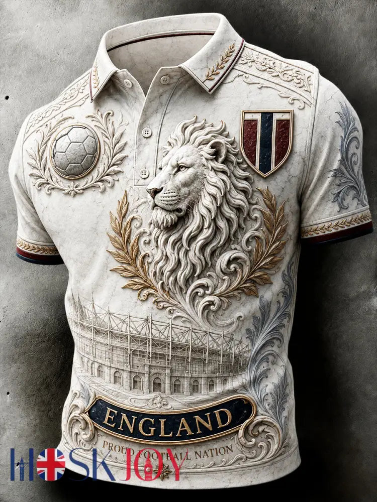 Retro England Football Fan Art Print Casual Jersey - A / S