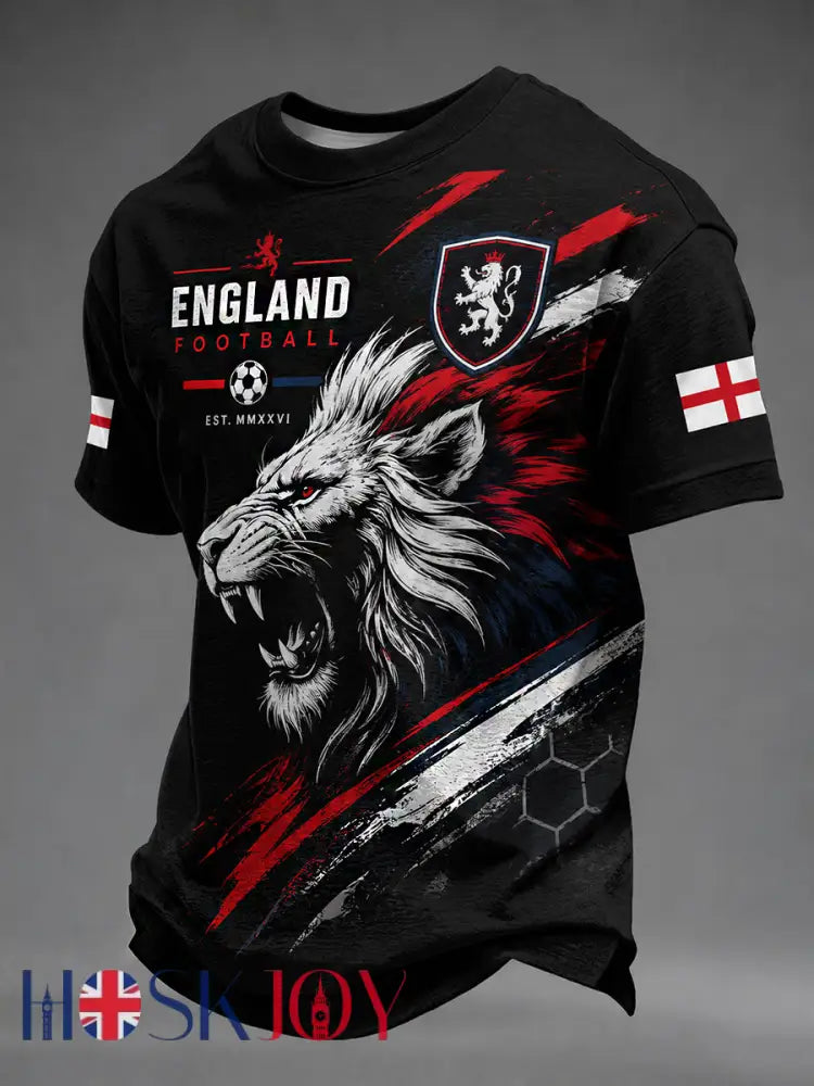 Retro England Football Fan Art Print Casual Jersey - A / S