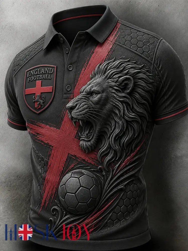 Retro England Football Fan Art Print Casual Jersey - A / S