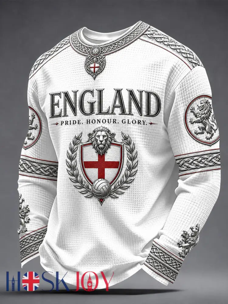 Retro England Football Fan Art Print Casual Jersey - A / S