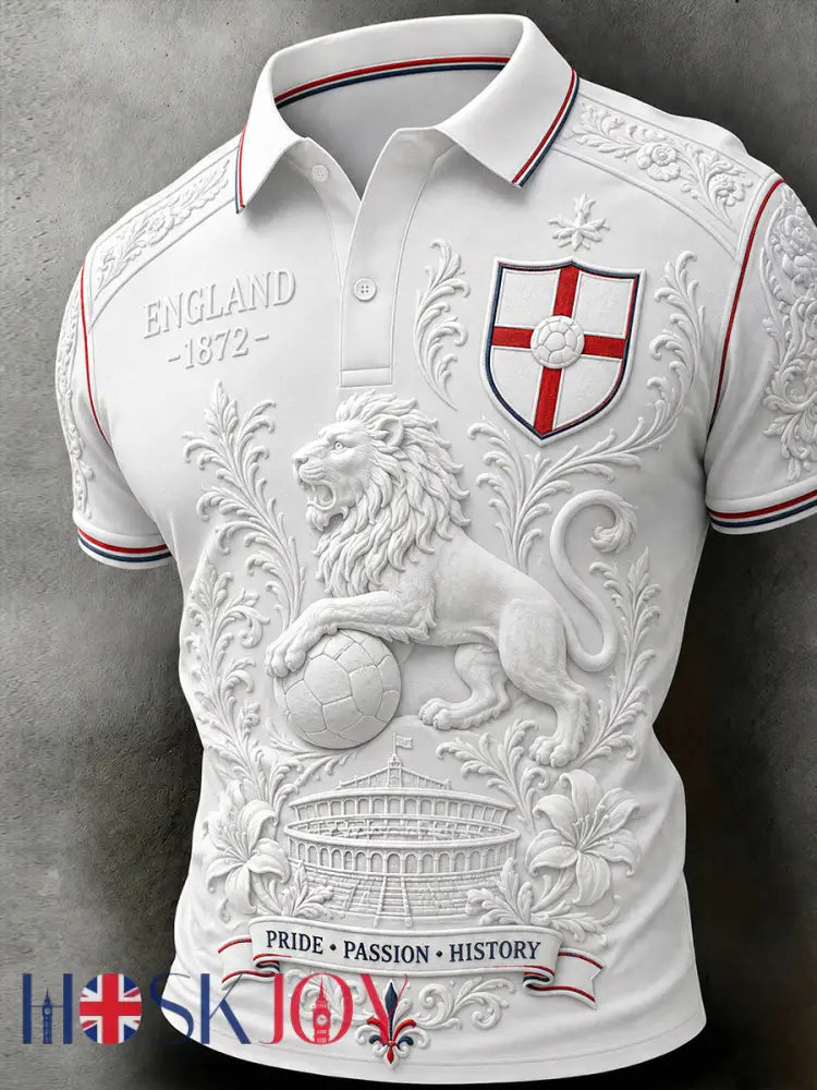 Retro England Football Fan Art Print Casual Jersey - A / S