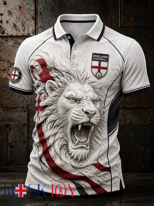 Retro England Football Fan Art Print Casual Jersey - A / S
