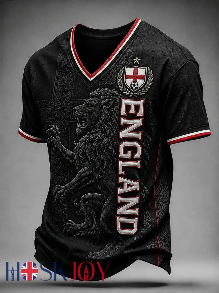 Retro England Football Fan Art Print Casual Jersey - A / S