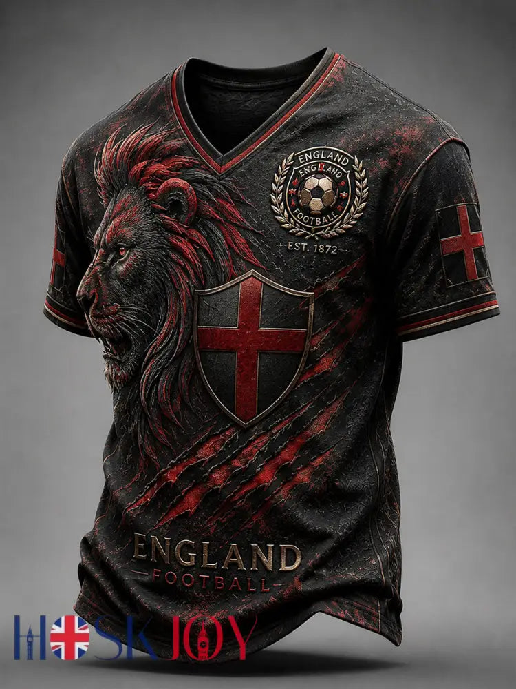 Retro England Football Fan Art Print Casual Jersey - A / S