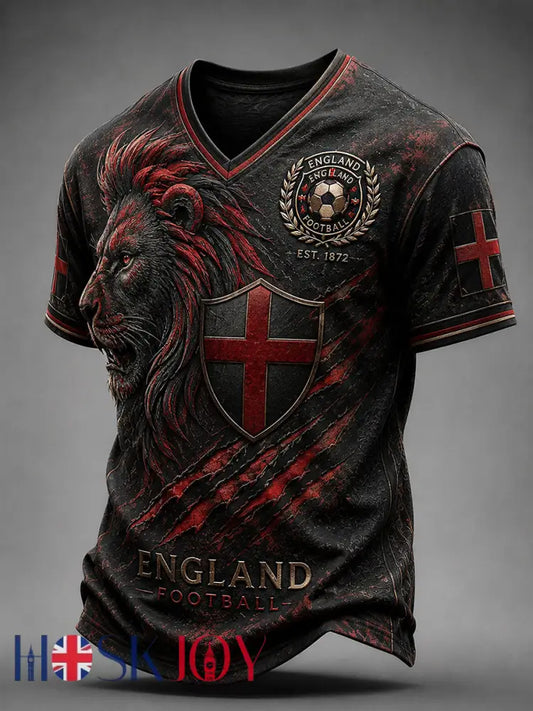 Retro England Football Fan Art Print Casual Jersey - A / S