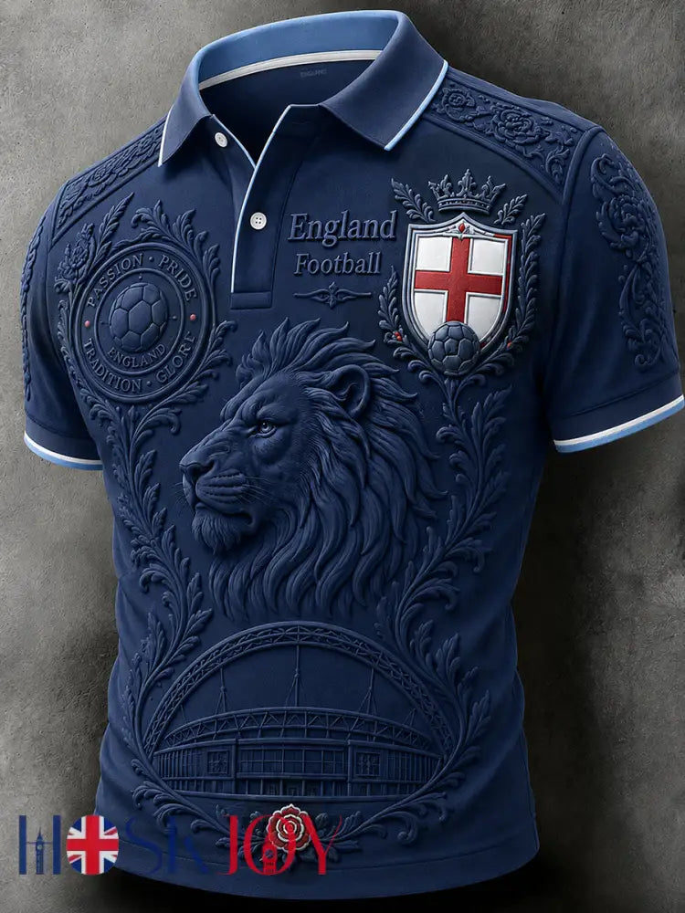 Retro England Football Fan Art Print Casual Jersey - B / S