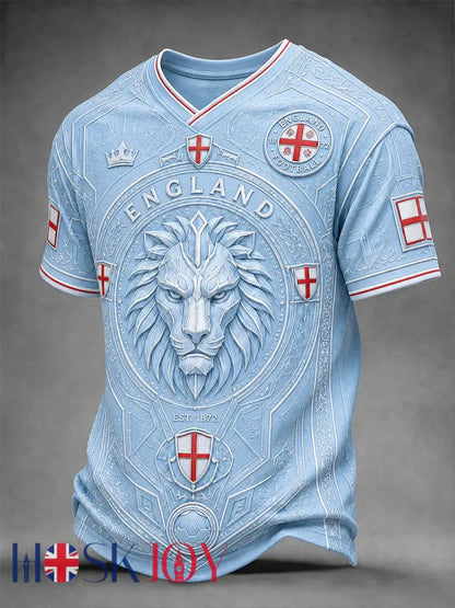 Retro England Football Fan Art Print Casual Jersey - B / S