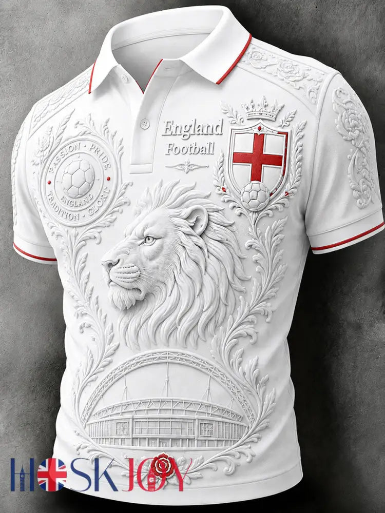 Retro England Football Fan Art Print Casual Jersey - C / S